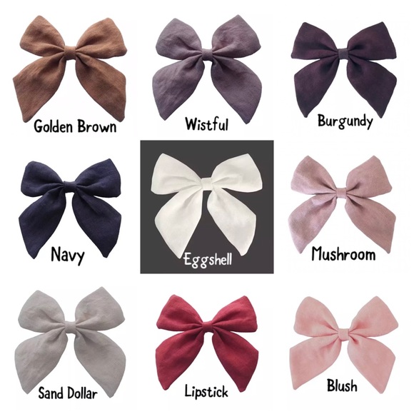 New set of 4 Linen Bows Clips - Picture 1 of 8